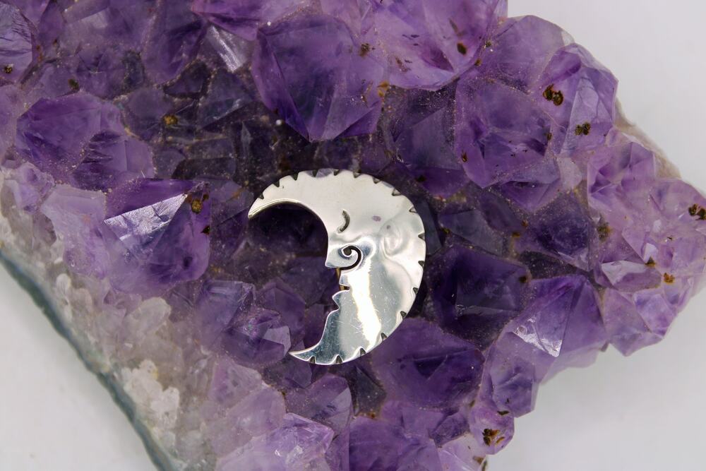 Far Fetched Sterling Silver Sleeping Moon Brooch